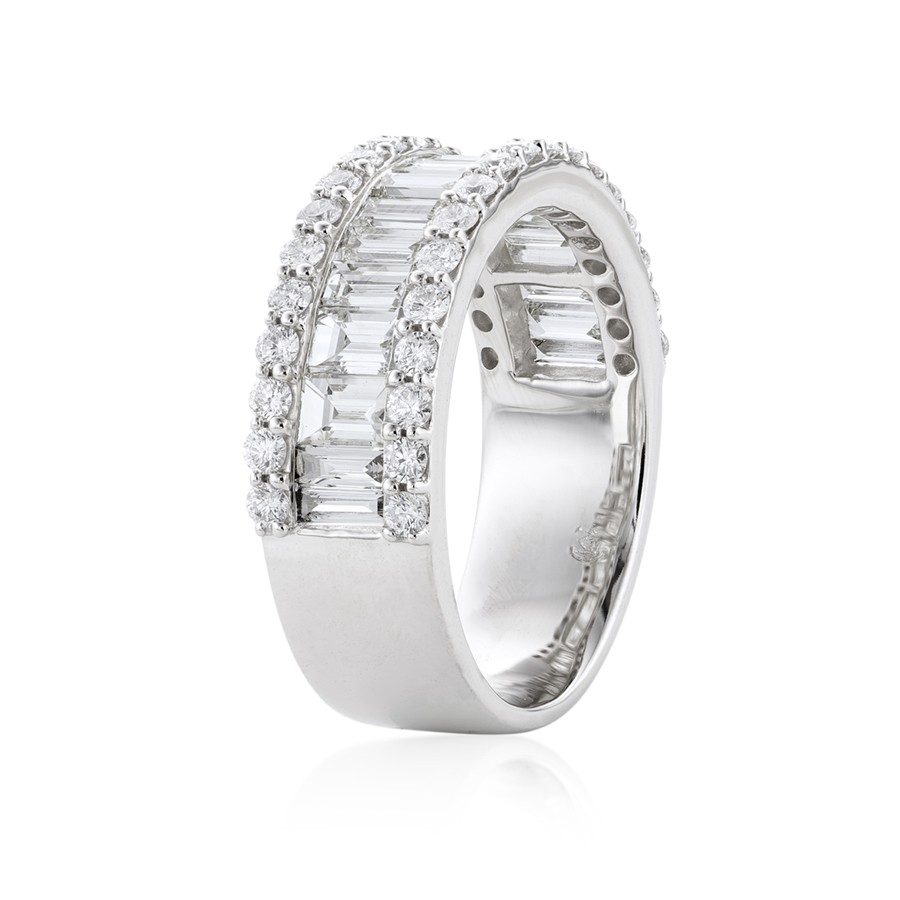 2.00 CTW Baguette and Round Diamond Band in White Gold 1