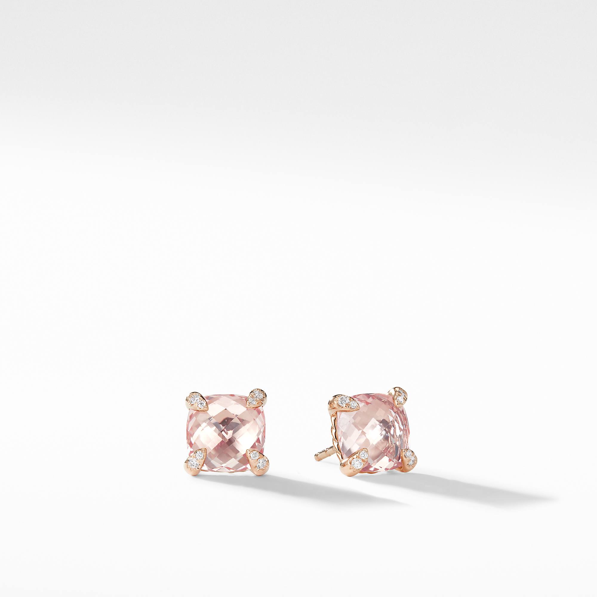 David Yurman Chatelaine Stud Earrings with Morganite and Diamonds in 18K Rose Gold 0