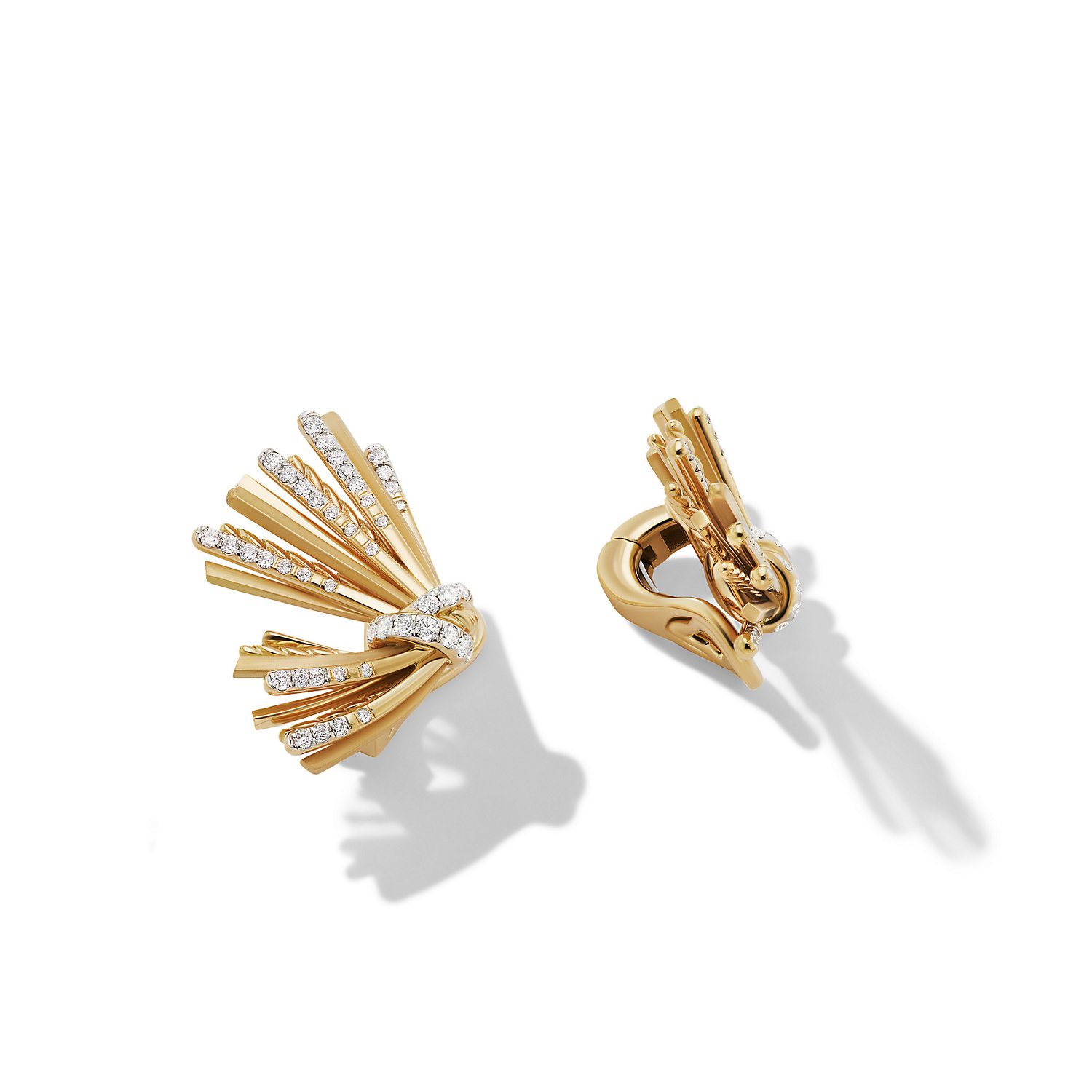 David Yurman Angelika Flair Drop Earrings in 18K Yellow Gold with Pave Diamonds 2