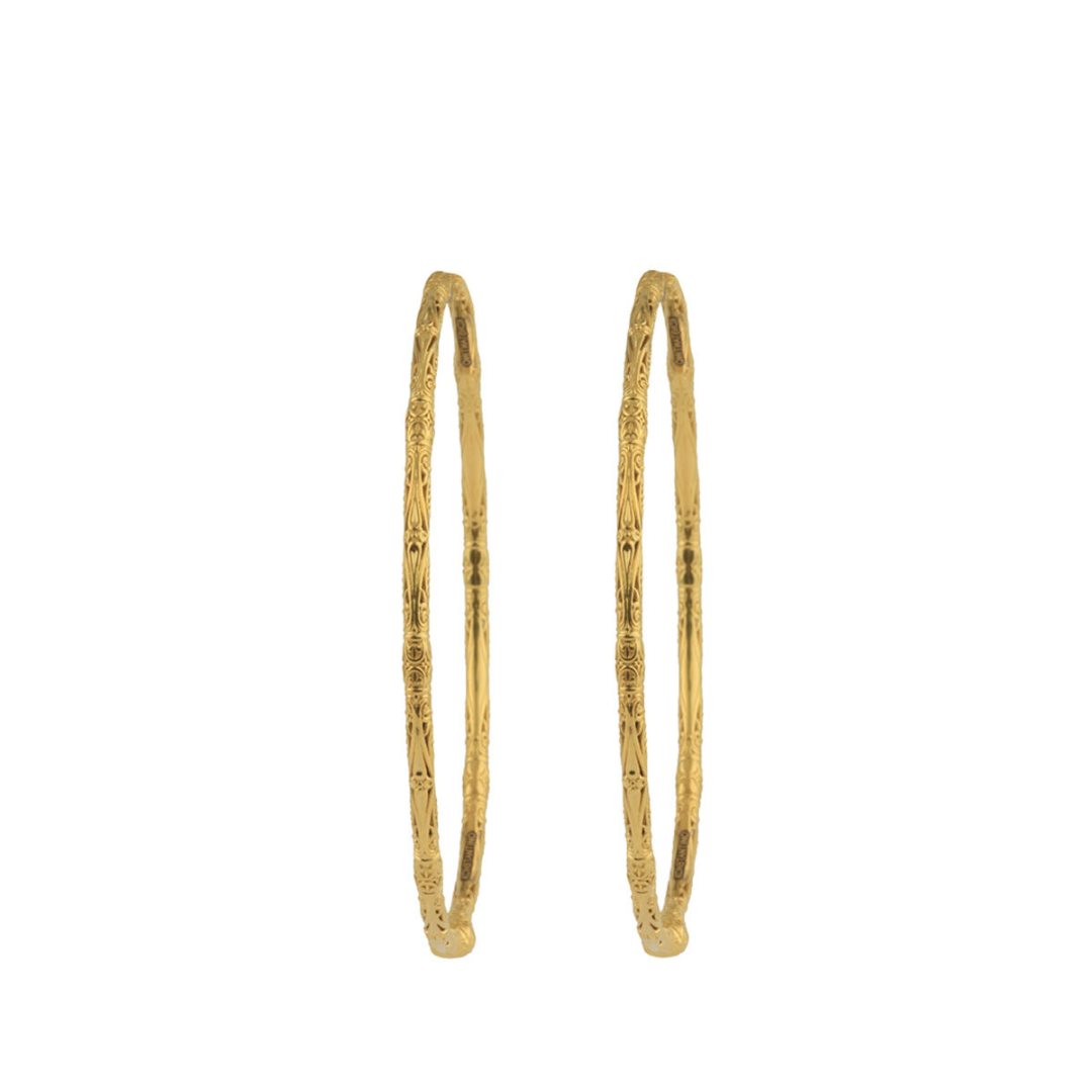 Konstantino Flamenco Gold Collection Carved Hoop Earrings