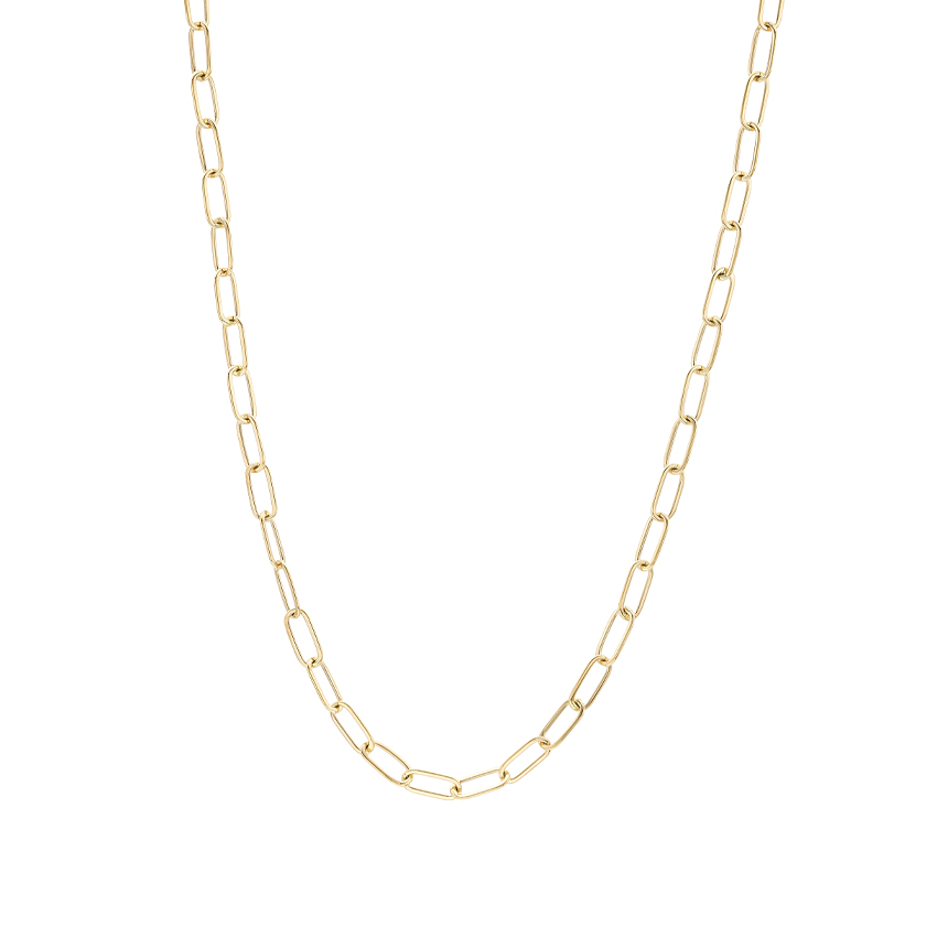 3.5 mm Paperclip Style Oval Link Chain Necklace, 20" 0