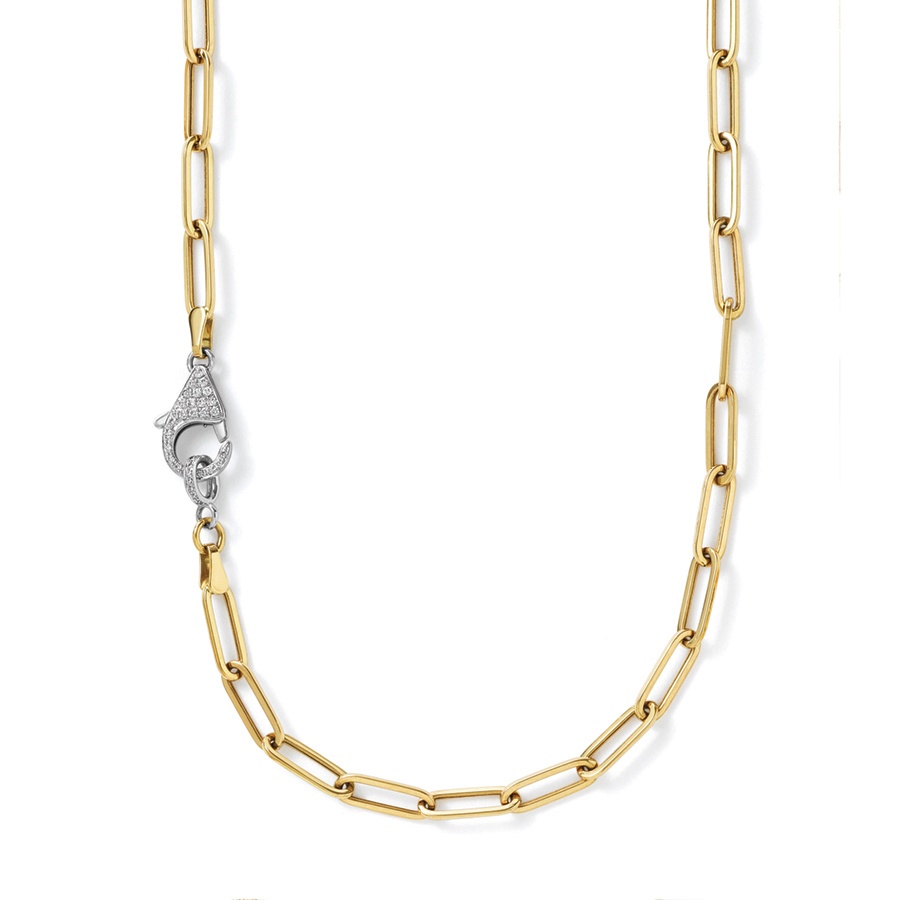 Oval paperclip diamond clasp necklace 0