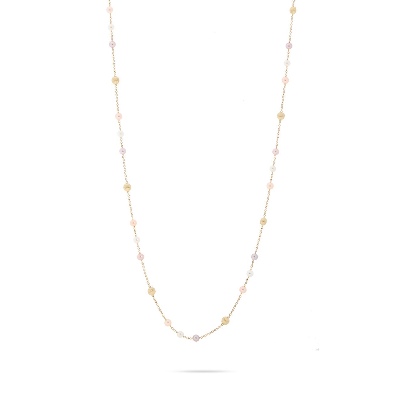 Marco Bicego Africa Yellow Gold & Multi-Colored Pearl Station Necklace  0