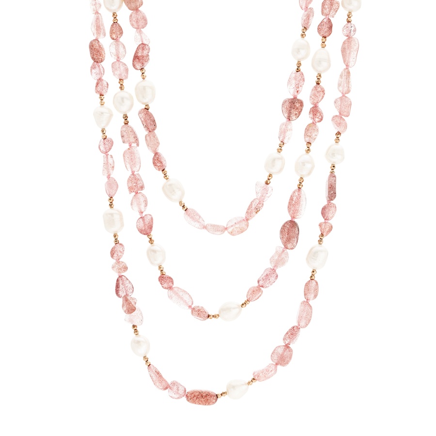 Long Strand Gemstone and Pearl Necklace 0