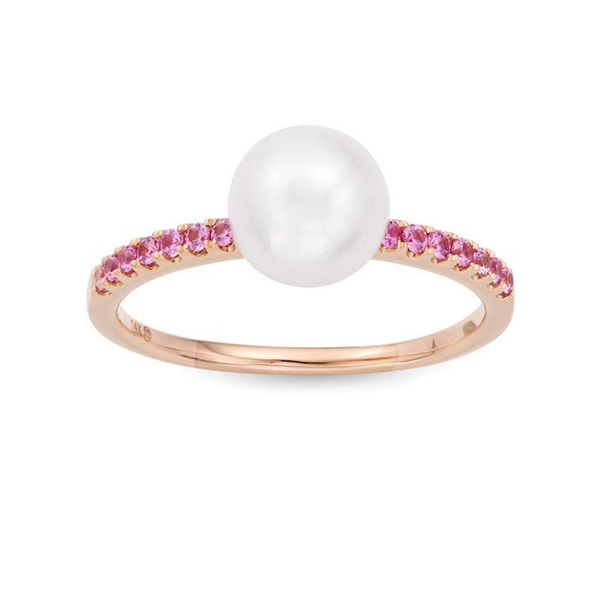 Rose Gold Pearl & Pink Sapphire Ring 0