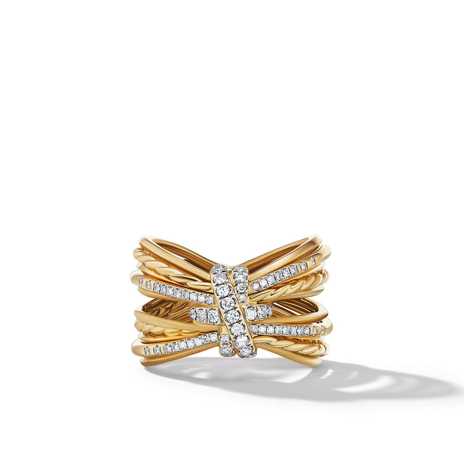 David Yurman Angelika Maltese Ring in 18K Yellow Gold with Pave Diamonds 2