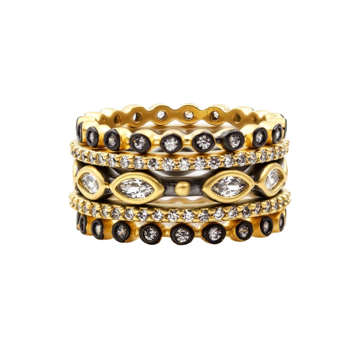 Freida Rothman Signature Mixed Marquise Station Five Stack Ring Set 0