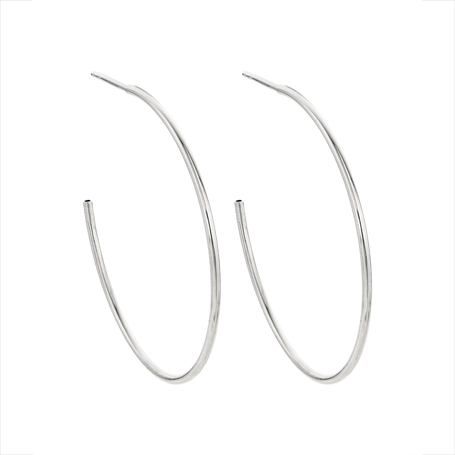 Medium Sterling Silver Polished Hoop Earring | Front View