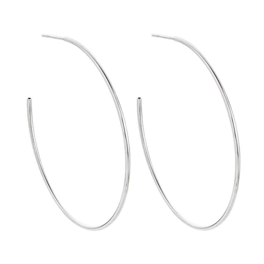 Large Sterling Silver Polished Hoop Earring | Front View