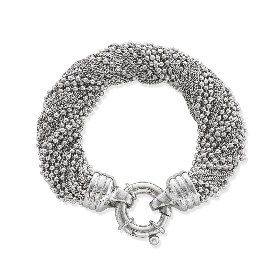 Sterling Silver Multi-Strand Beaded Link Bracelet 1