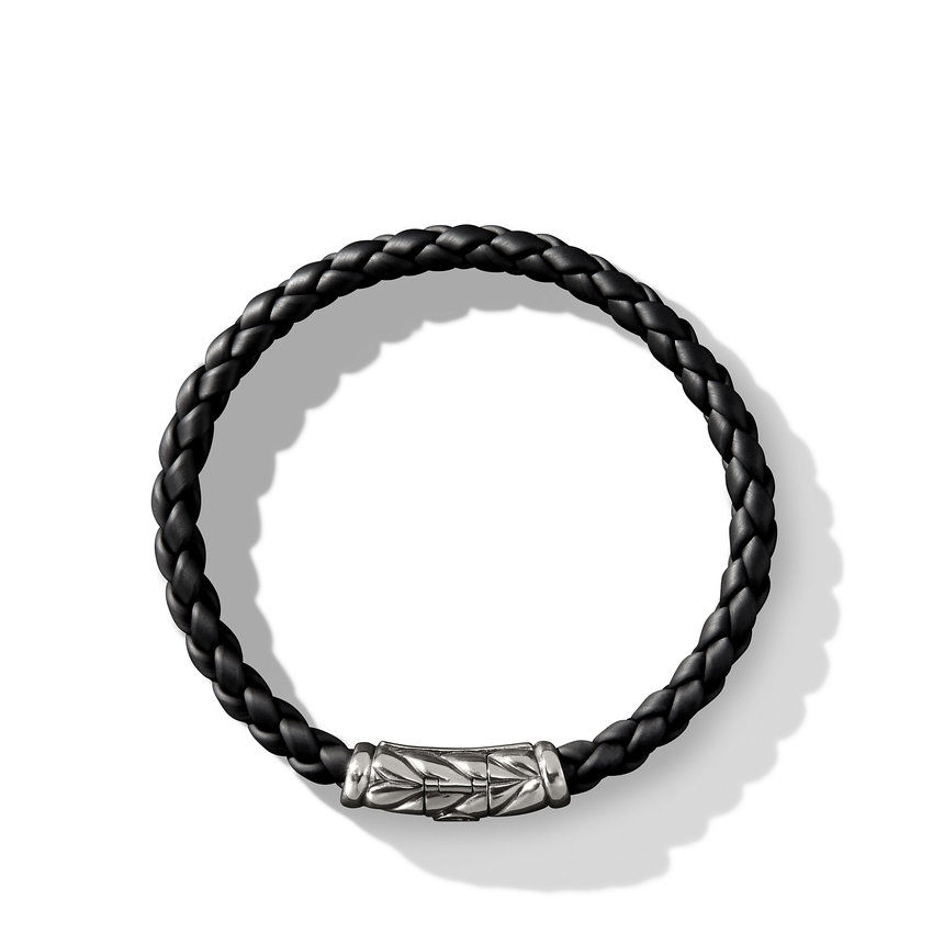 David Yurman Chevron Woven Rubber Bracelet in Black | Front View 2