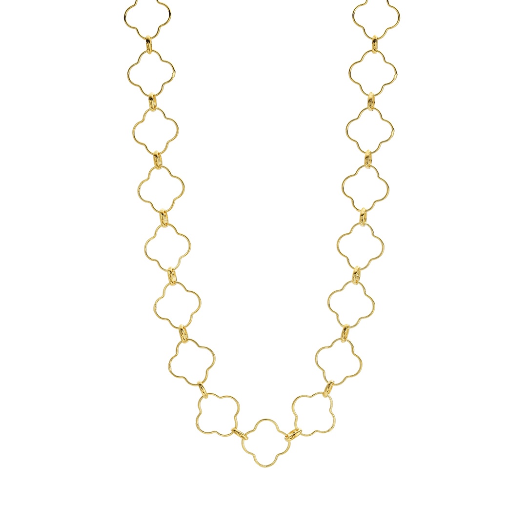 Clover Oval Link Necklace, colored Yellow Gold 0