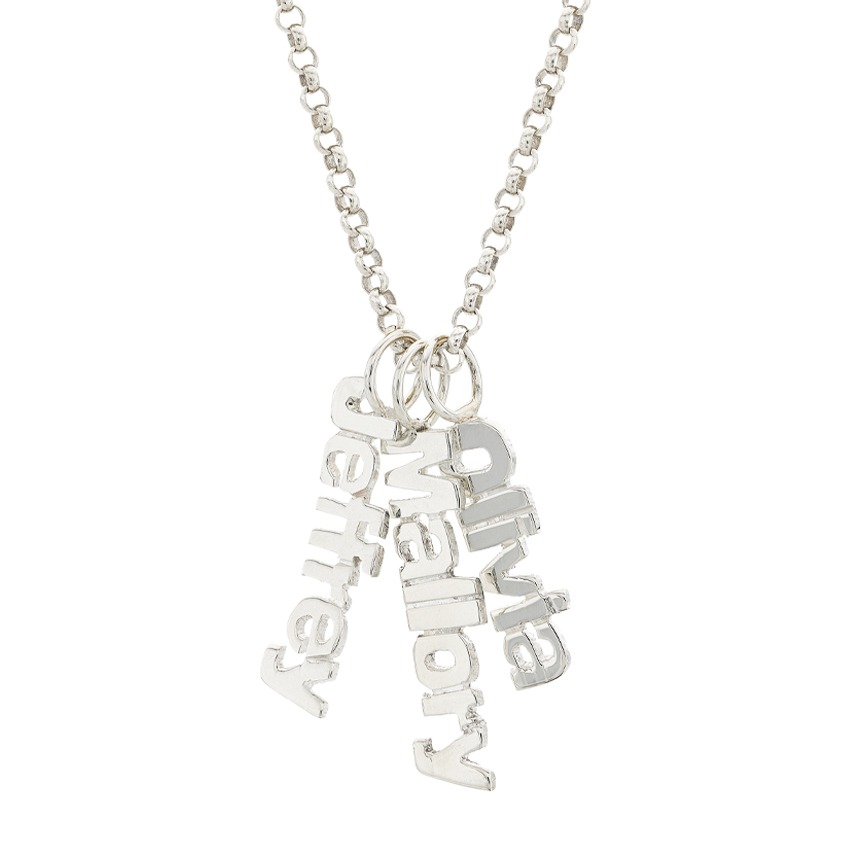 Sterling Silver Triple  Name Charm Necklace 0