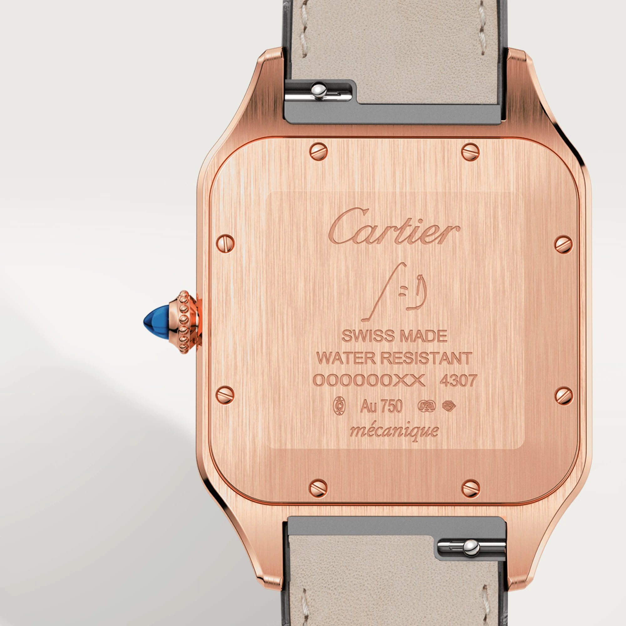 Cartier Santos-Dumont Watch in Rose Gold with Gray Alligator Strap
