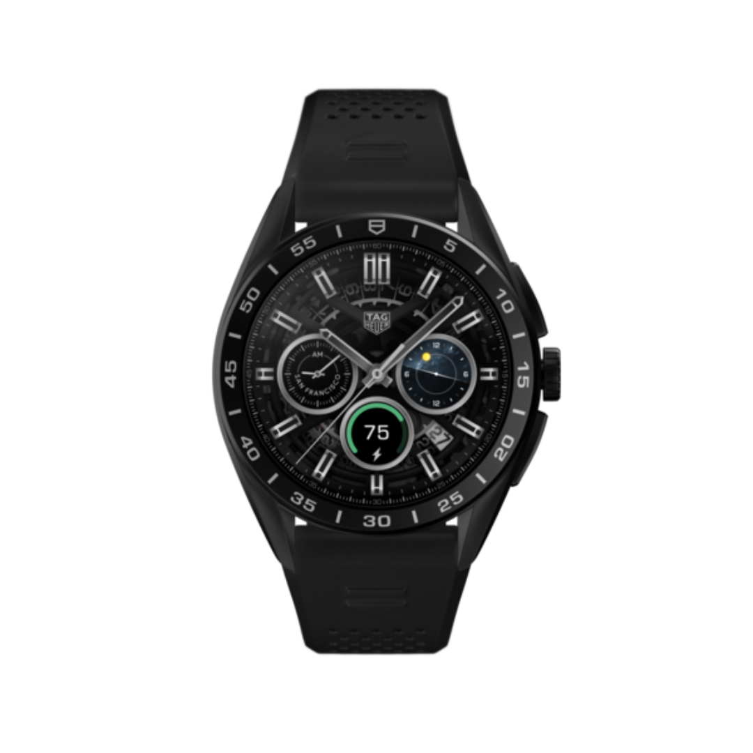 TAG Heuer Connected Calibre E4 in Matte Black with Rubber Strap, 45mm 0