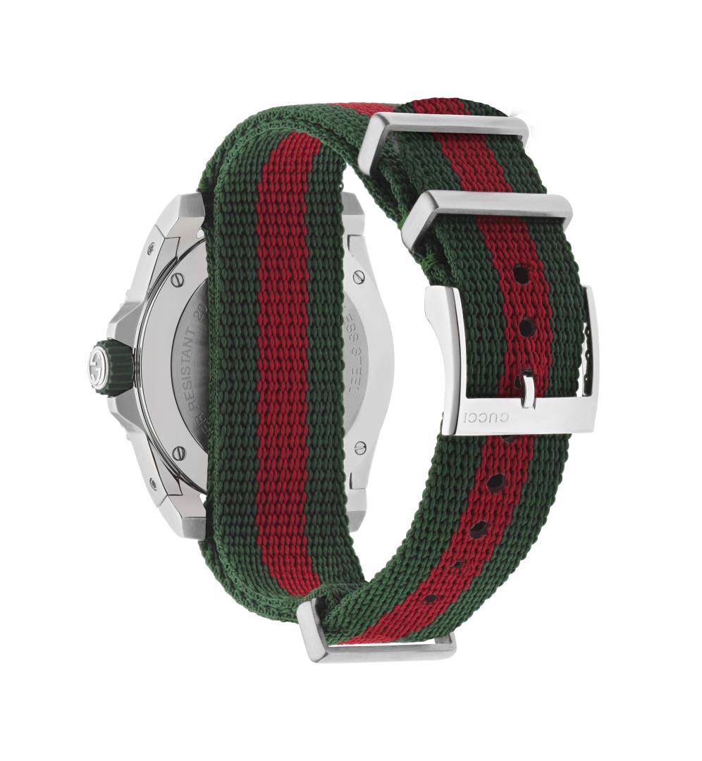 Gucci Signature Stripe Fabric Strap Dive Watch, 40mm 1