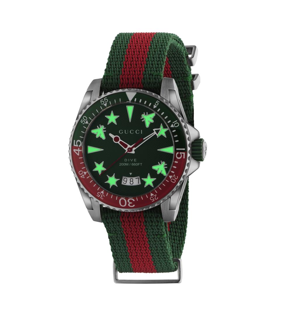 Gucci Signature Stripe Fabric Strap Dive Watch, 40mm 3
