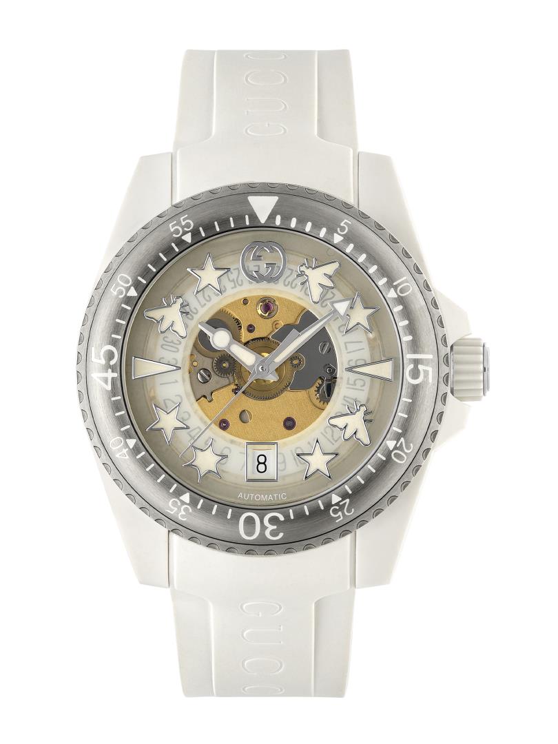 Gucci Transparent Dial White Dive Watch, 40mm 5