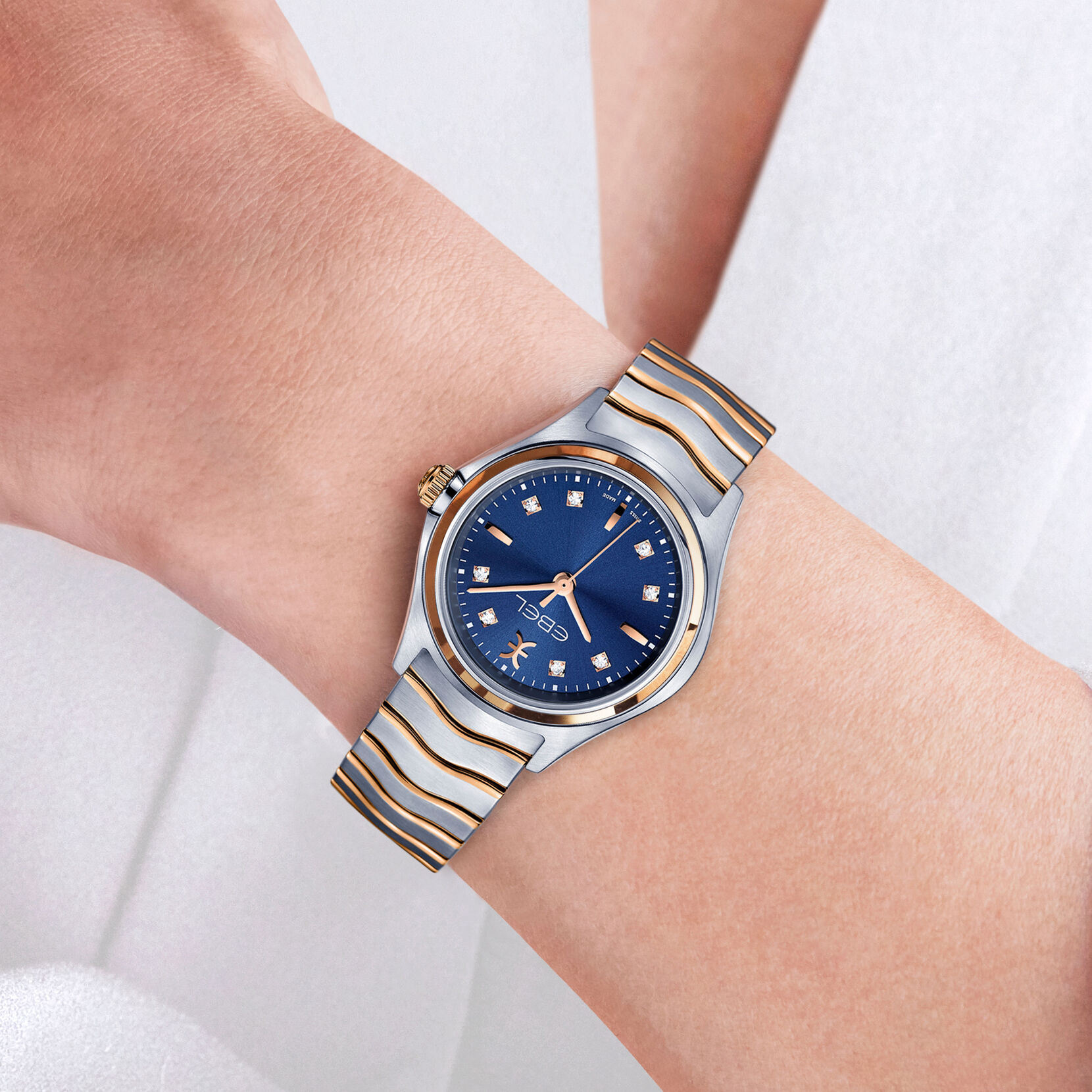 Ebel Wave Ladies Watch in Rose Gold with Blue Dial 0